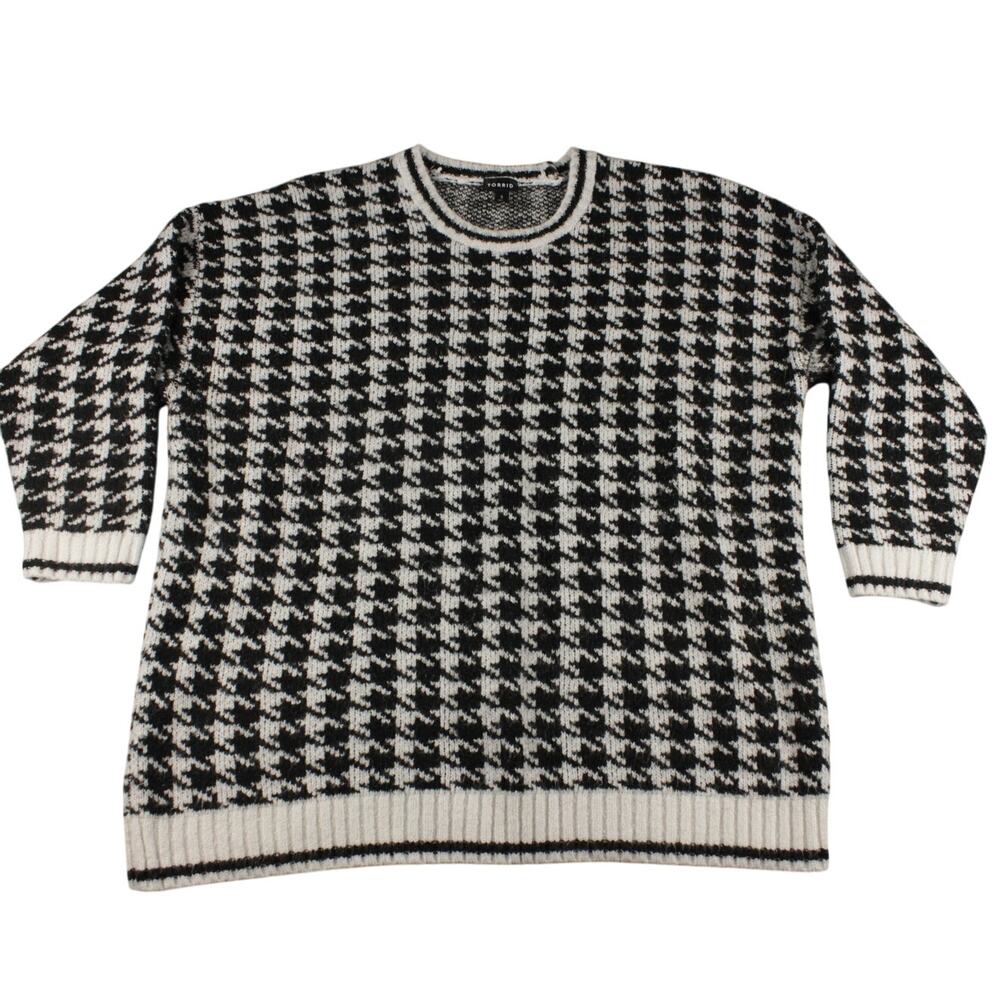 Houndstooth Sweater Torrid Pullover Crewneck Womens Sz 3 Emo Skater